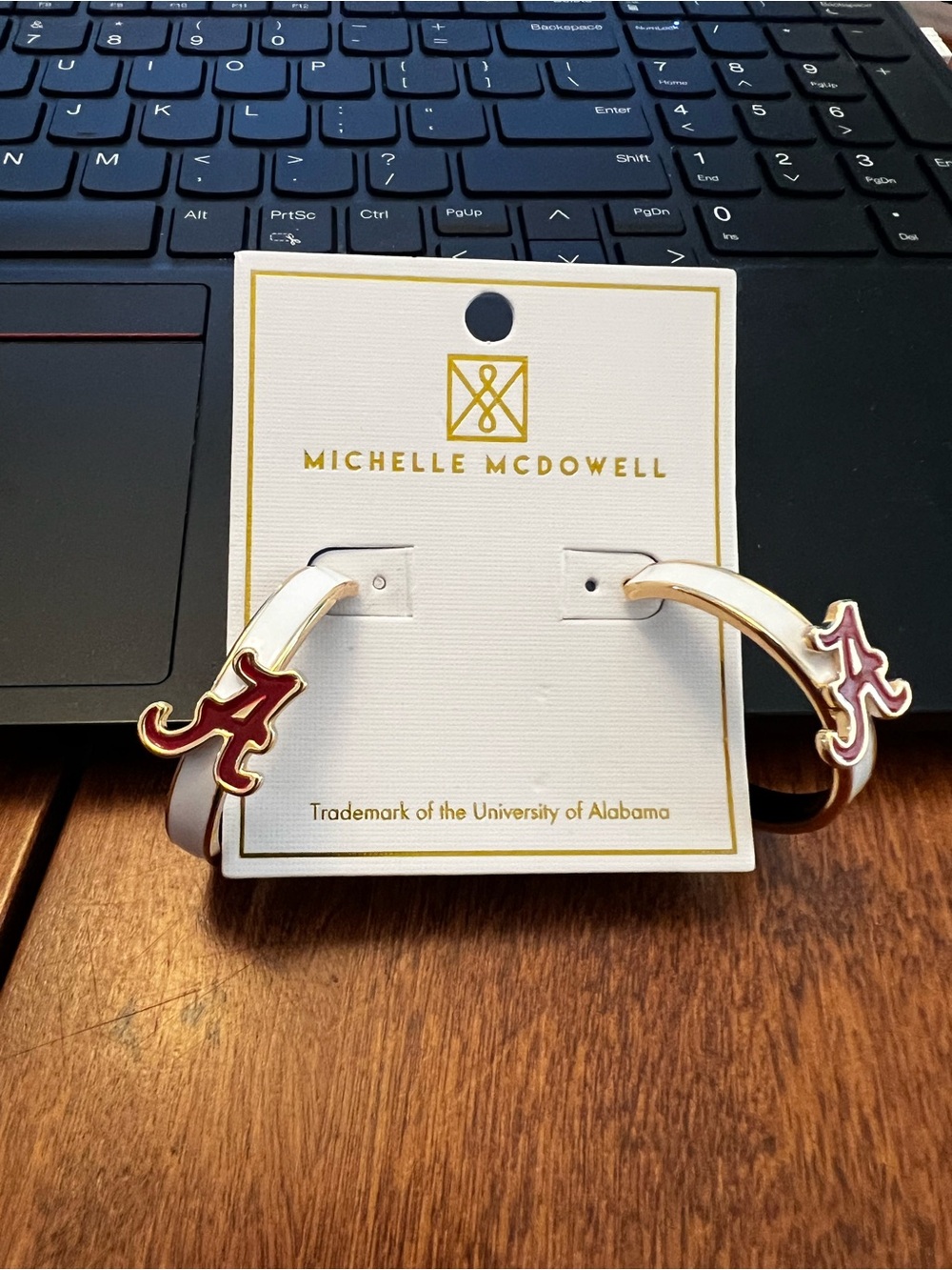 Michelle McDowell Gold Hoop Earrings with University of Alabama 'A' Accent